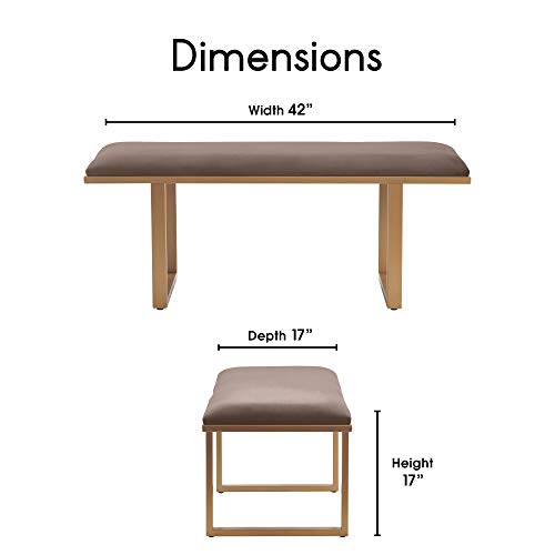 Elle Decor Remi Velvet Bedside Bench, Upholstered Ottoman, Entryway Accent Furniture, Easy Assembly, Dark Grey