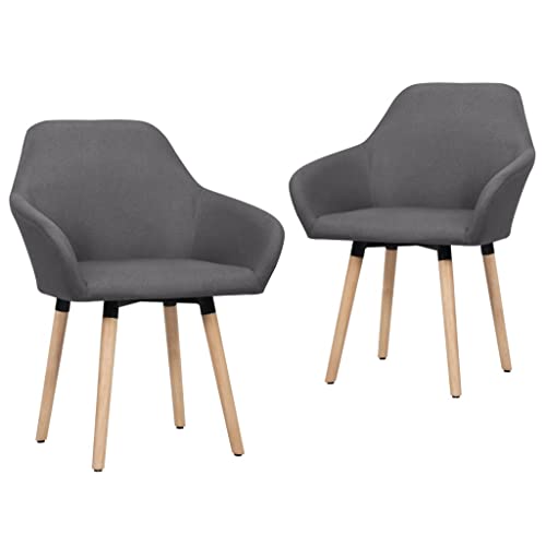 Dining Chairs 2 pcs Dark Gray Fabric,Cozy and Comfortable Fabric Dining Chairs with Armrests for Home Dining and Living Rooms Dining Room Furniture