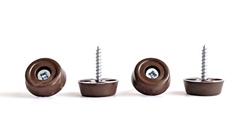 21mm Diameter Brown Nylon Plastic Protector Pads with Screw Furniture Table Chair Sliding Glides Commercial (Restaurant, Cafe bar, etc) and Home use, Made in Germany - Pack of 100