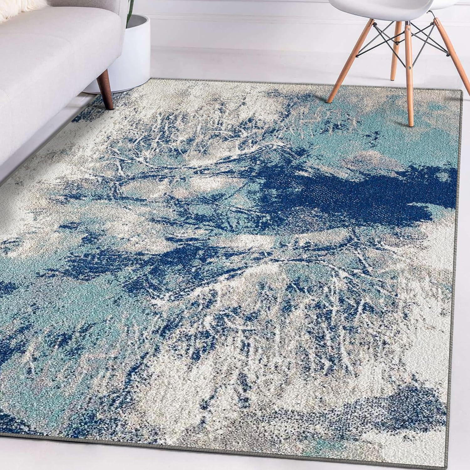 LUXE WEAVERS Abstract Color Splash Modern Blue 8x10 Area Rug