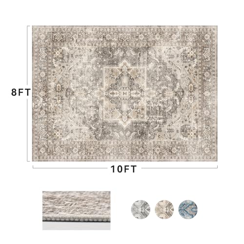 tchdio 8X10 Area Rugs for Living Room, Machine Washable Rugs for Bedroom Vintage Distressed Large Living Room Rugs Blue Traditional Bedroom Carpet Rug for Dining Room