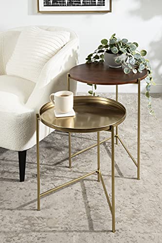 Kate and Laurel Ulani Modern Nesting Side Table, Set of 2, White and Gold, Sophisticated Glam End Tables for Storage and Display