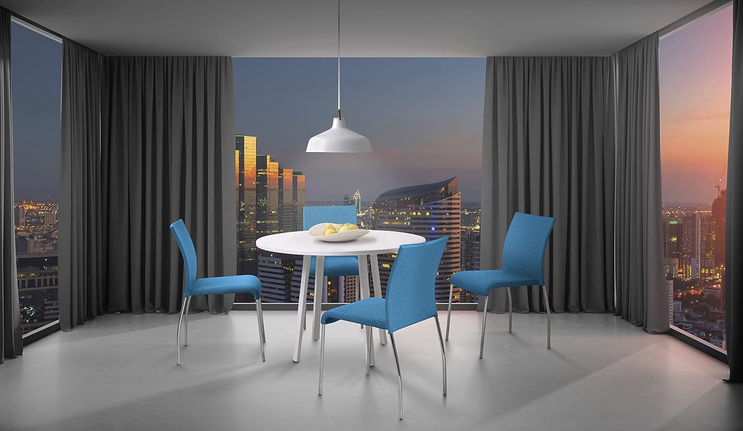 OSP Home Furnishings Conway Upholstered Stacking Chair with Chrome Legs, 4-pack, Aqua