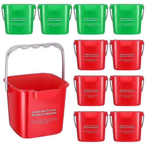 12 Pcs 3 Quart Cleaning Bucket Small Sanitizing Square Bucket Detergent Pail for Home Office Commercial Restaurant Kitchen Bathroom School (Red)