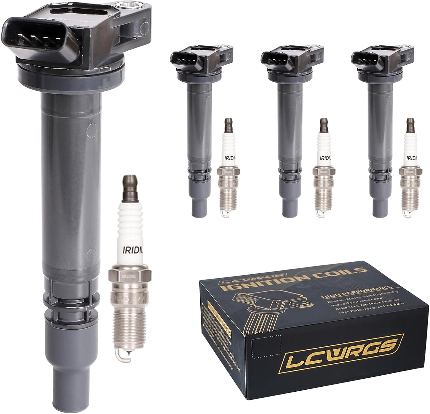 LCWRGS Set of 4 Ignition Coil Pack and Spark Plugs Fits for Toyota Camry RAV4 Highlander Avalon Sienna Scion tc ES300H 2009 2010 2011 2012 2013 2014 2015 2.5 2.7 L4 Replaces# UF507