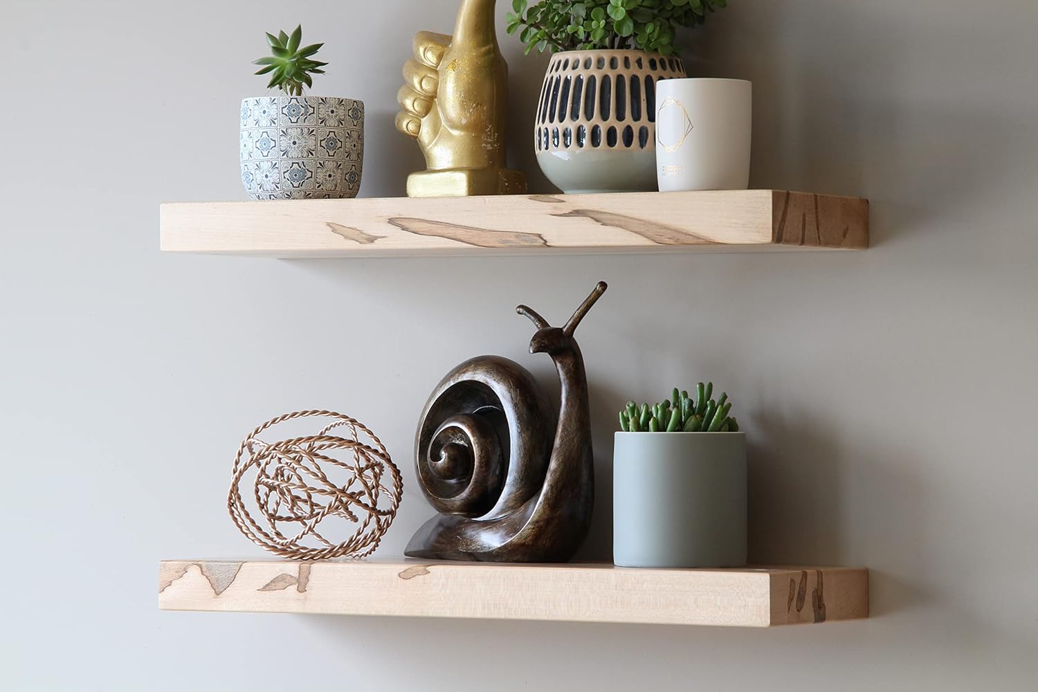 Urban Legacy Floating Accent Shelves | Wormy Maple Hardwood with Floating Brackets | Set of 2 (24