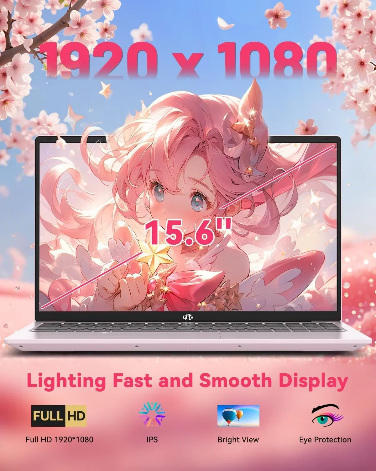 15.6" FHD Gaming Laptop, 8 Cores AMD Ryzen 7 Pro 6850U 32GB LPDDR5 RAM 1TB SSD (Beat i7-1360P Up to 4.7GHz) AMD Radeon 680M GPU IPS FHD Computer with 100W Type-C Backlit Keyboard Fingerprint RoseGold