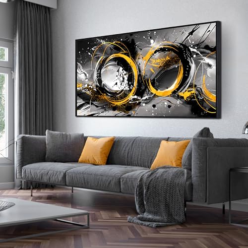 THRLVEART Abstract Wall Art for Living Room - Black Wall Art Bedroom - Large Picture Frames for Wall Size 29