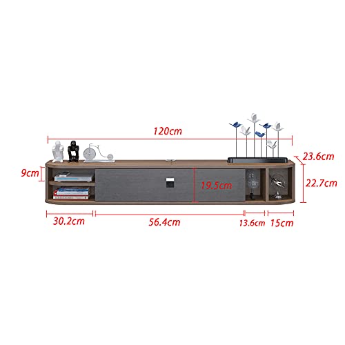 Floating TV Stand Cabinet Wall Mounted TV Cabinet,Solid Wood Hanging TV Console,Floating TV Unit Cabinet for Storing Set-Top Box WiFi Router TV Component Photo Frames