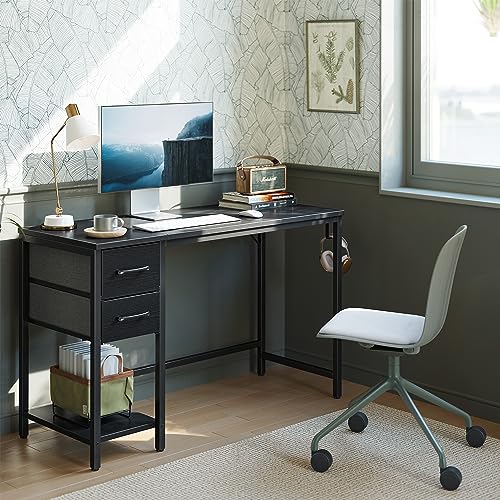 Cubiker Computer Home Office Desk with Drawers, 40 Inch Small Desk Study Writing Table, Modern Simple PC Desk, Black