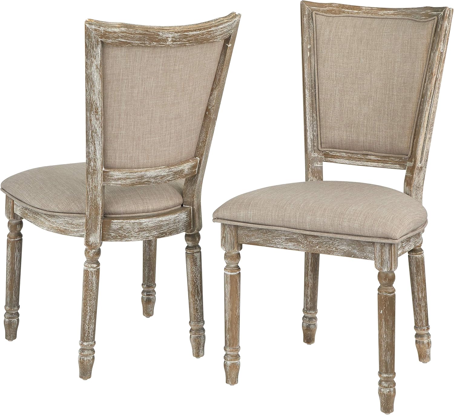 Isla Mid Century Modern Upholstered Seat and Back Dining Chair, 2 Piece, Natural