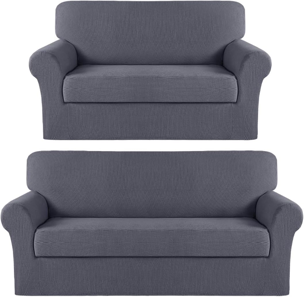 Turquoize Couch Slipcover with Separate Cushion Cover Bundle Loveseat Slipcover & Sofa Covers/Furniture Protector Gray