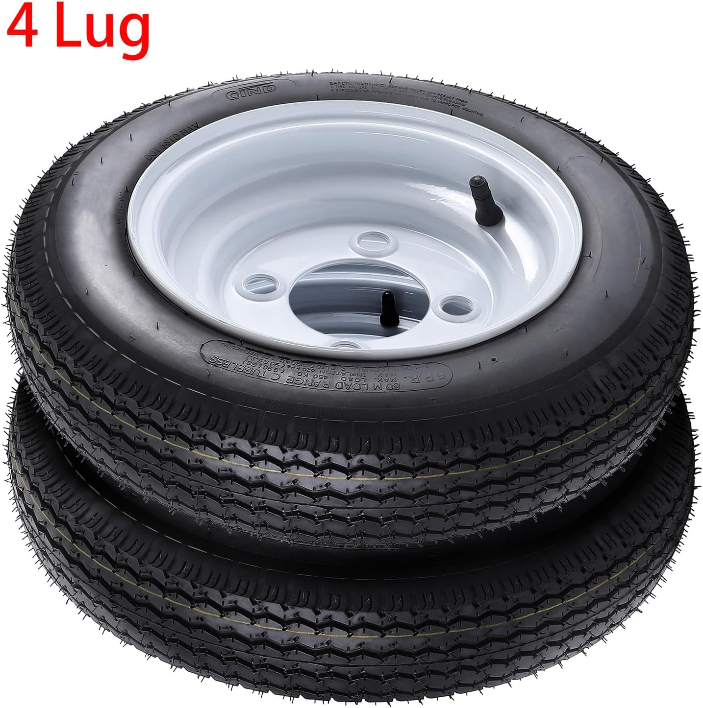 Pair Of 4.80x12 Trailer Tires and Wheels,Trailer Tires With 6PR Load Range,4 Lug 4.5” Tires For Travel/Cargo Trailer - 2 Pcs