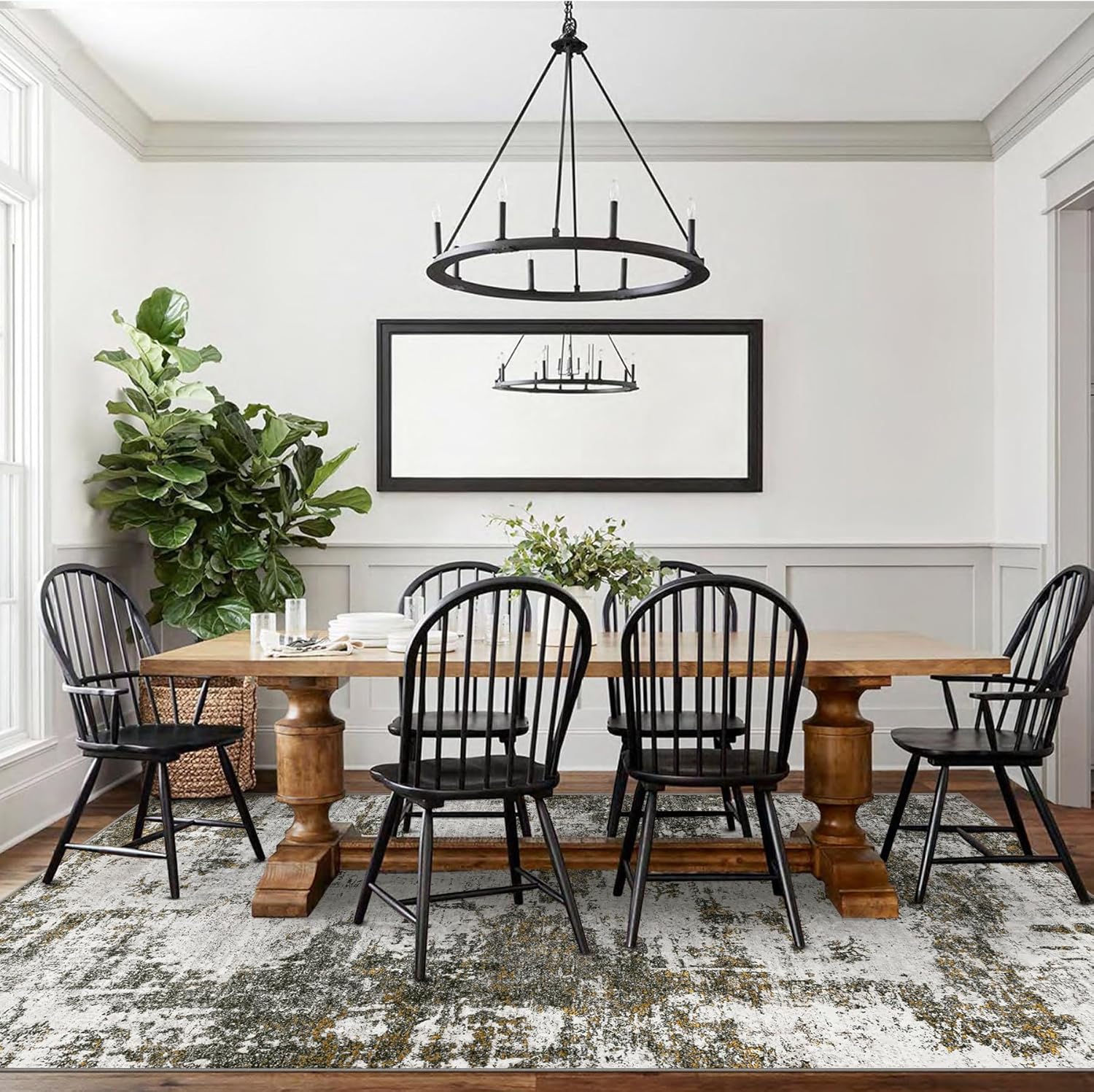 8x10 Area Rug for Living Room Bedroom: Abstract Washable Rug with Anti-Slip Backing Non-Shedding Stain-Resistant Soft Large Carpet for Dining Room Nursery Home Office - Brown