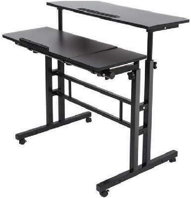 JHUS Rolling Height Adjustable Laptop Desk Table Standing Up Office Workstation Study Home Office Office Furniture Standing Desk Computer Desk Stand up Desk Gaming Desk Standing Desk Office Desk