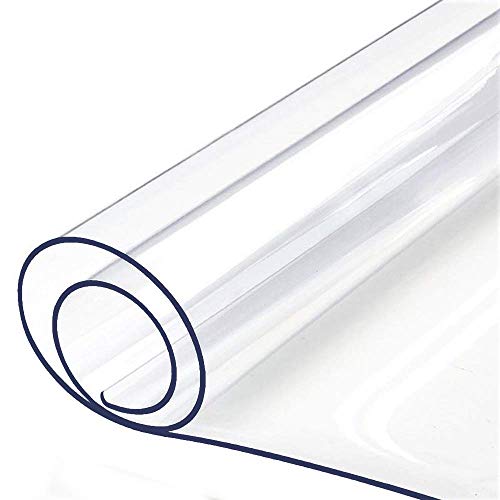 Clear Plastic Table Top Protector PVC Tablecloth Cover Vinyl Cloths Easy Clean Waterproof Wipeable Furniture Topper Pad for Dining Living Room Accent Coffee Patio Tables Mat Desk Pad Square 54 x 54 