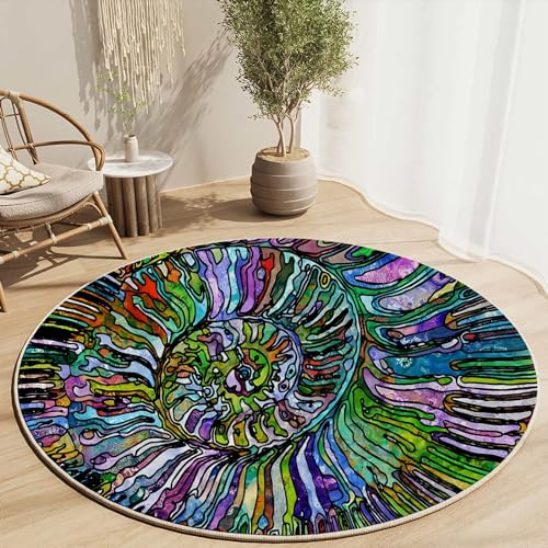 Round Rug 39 in Cityscape Rolling Chair Mat Dark Blue Heavy Duty Floor Protector Non-Slip Desk Chair Mat for Rolling Chair
