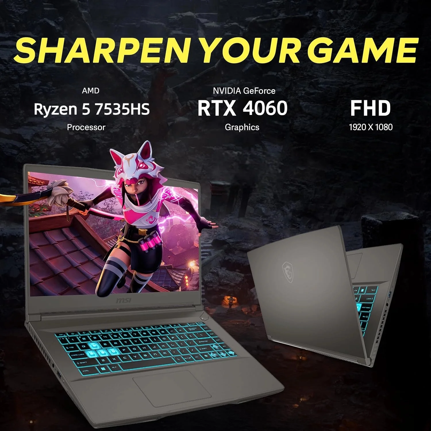 MSI Thin 15.6 inch 144Hz FHD Thin Bezel IPS Gaming Laptop, AMD Ryzen 5 7535HS, NVIDIA GeForce RTX 4060 -Window 11, w/HDMI cable (2025)