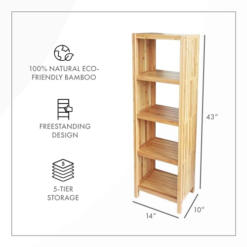 ToiletTree Products Bamboo Freestanding Organizing Shelf - Wooden Bathroom Shelf to Store Toiletries - Bamboo Shelf to Use in The Bathroom, Bedroom, and More - 4-Tier Shelf