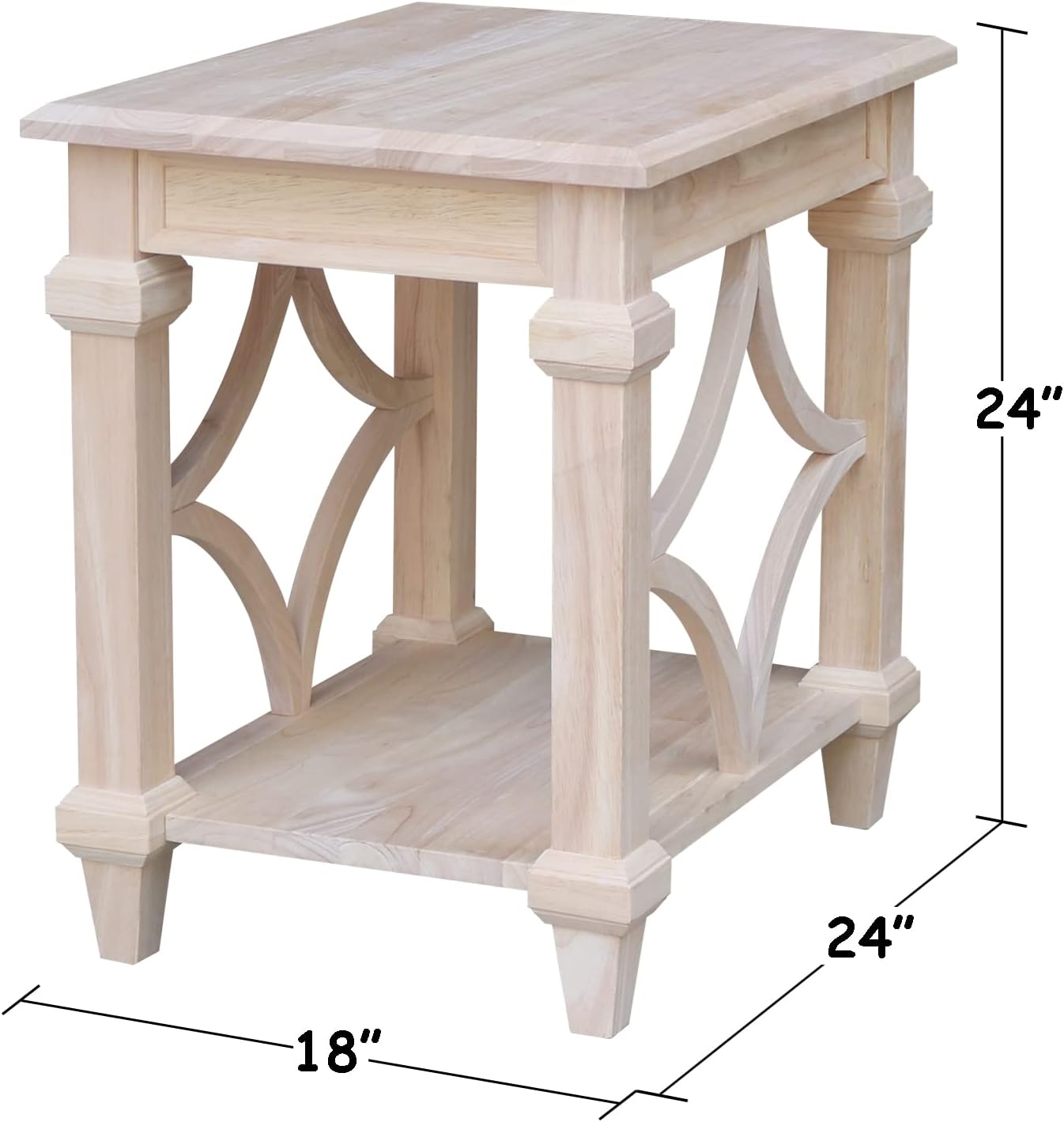 IC International Concepts International Concepts Josephine Solid Wood End Table, Unfinished