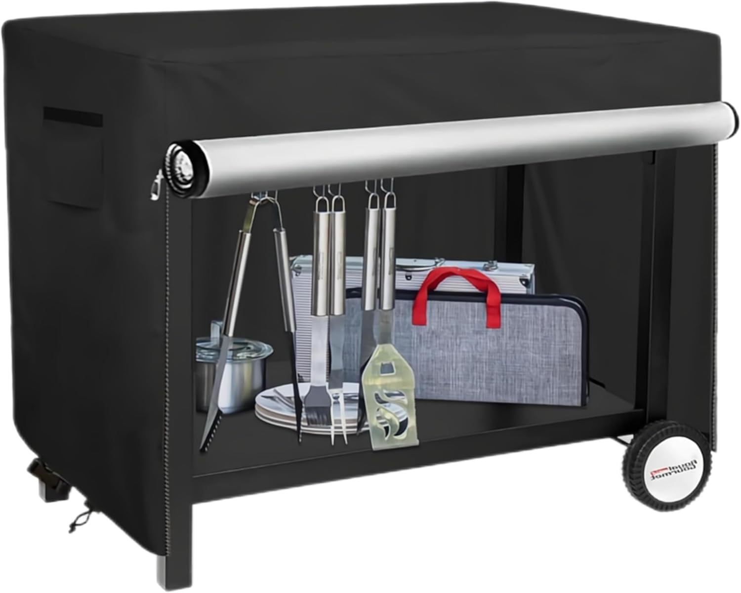 Outdoor Prep Table Cover，Heavy Duty Waterproof Cover for Royal Gourmet Cart Flattop Worktable PC3401B & PC3401S,54*22*35in,Food Prep Table, Serving Worktable, Metal Movable Station