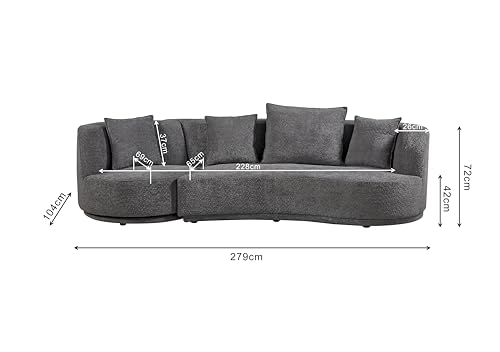 Curved Sofa Boucle Curved Couch Living Room Modern Sectional Sofa 3 Seat Upholstered Couch including 360° Swivel Armchair for Apartment, Yellow