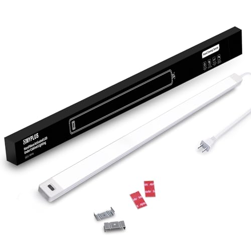MYPLUS 2Pcs 24 Inch Under Cabinet Lights with Hand Wave, Under Counter Lighting 4000K Natural White,Dimmable,Plug and Play,LED Lights for Kitchen Cabinet, Cupboard, Closet, Desk