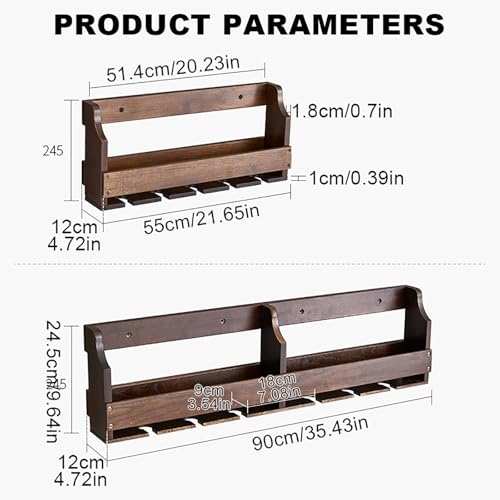 Wood Wine Racks for Wall Wine Shelf Hanging Floating Wall Shelves Wood Hanging Wall Wine Rack Large-Capacity Wine Racks for Restaurant Bars Kitchen Living Room Cafe Wine Cellar.(Walnut,55x9x24.7cm)
