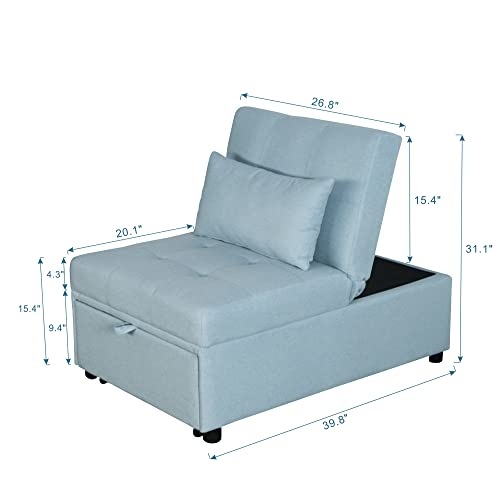 Versatile Folding Ottoman Sofa Bed with Sturdy Solid Wood Frame, Soft Polyester Fabric - Multifunctional Convertible Furniture for Living Room, Bedroom, Office - Space-Saving Design (Light Grey)