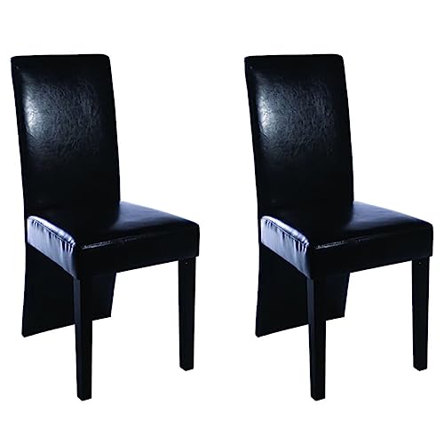 Kitchen Dining Room Chair,Modern Living Room Side Chair,Parlor Chair,Makeup Chair,Party Chair,Dining Chairs 2 pcs Black Faux Leather