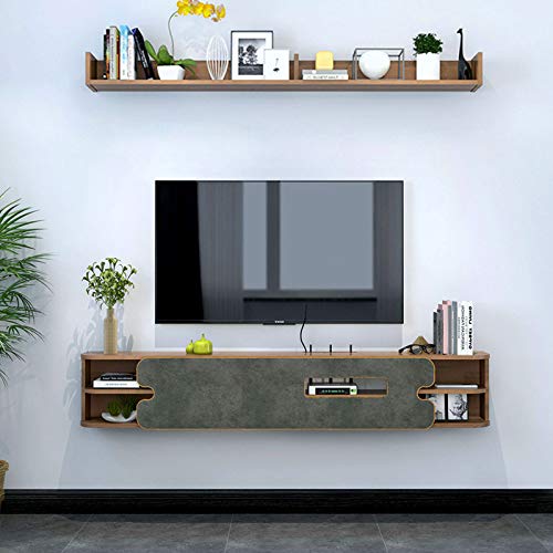 Wall-Mounted TV Cabinet Floating TV Shelf Wall Shelf Set-Top Box Router Storage Cabinet with 7 Storage Unit, TV Console TV Background Wall Decoration Shelf Entertainment Center 1.6M, 2 Color