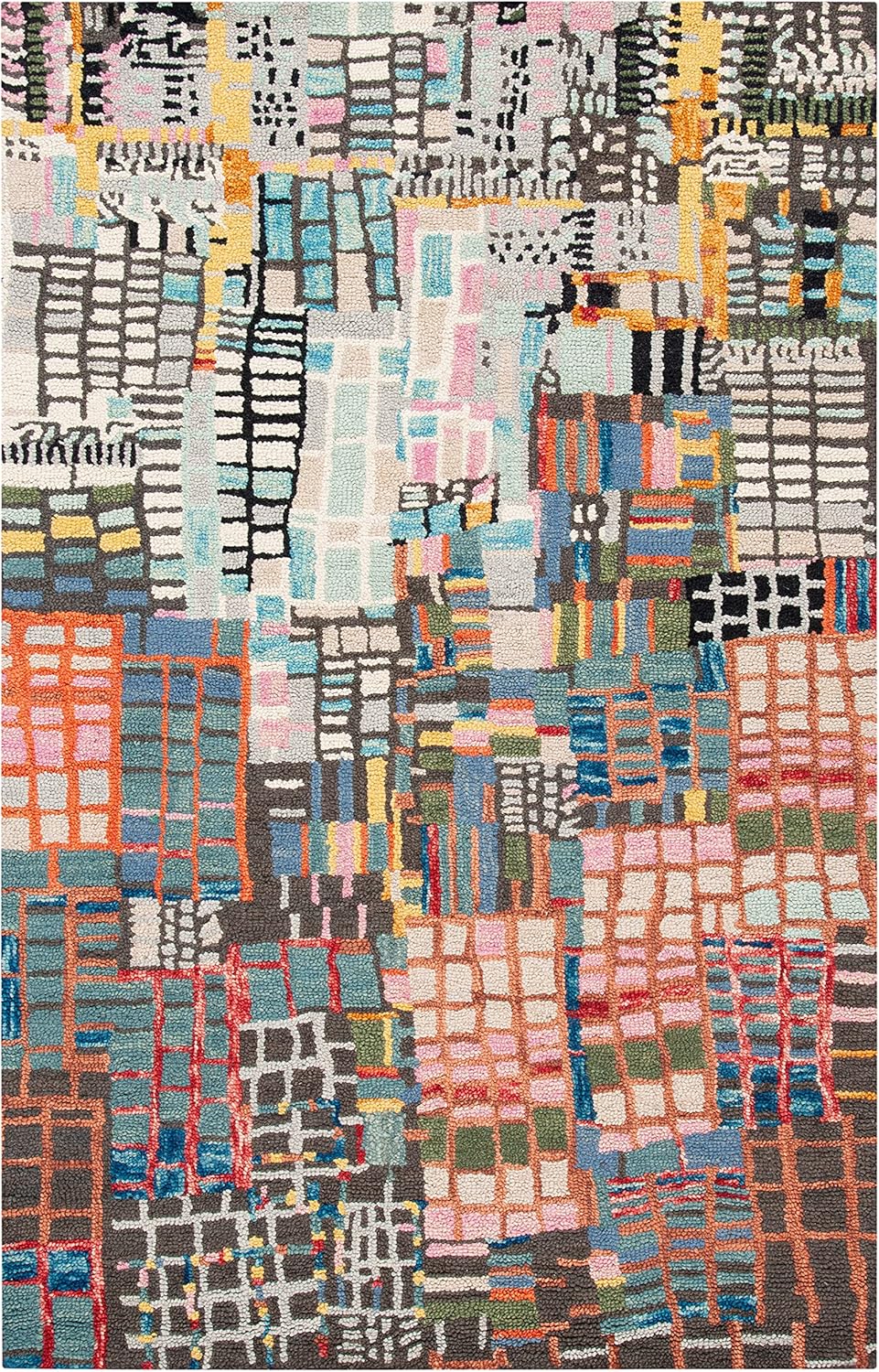 SAFAVIEH Aspen Collection 7' Square Ivory/Black APN517A Handmade Boho Abstract Premium Wool Living Room Dining Bedroom Area Rug