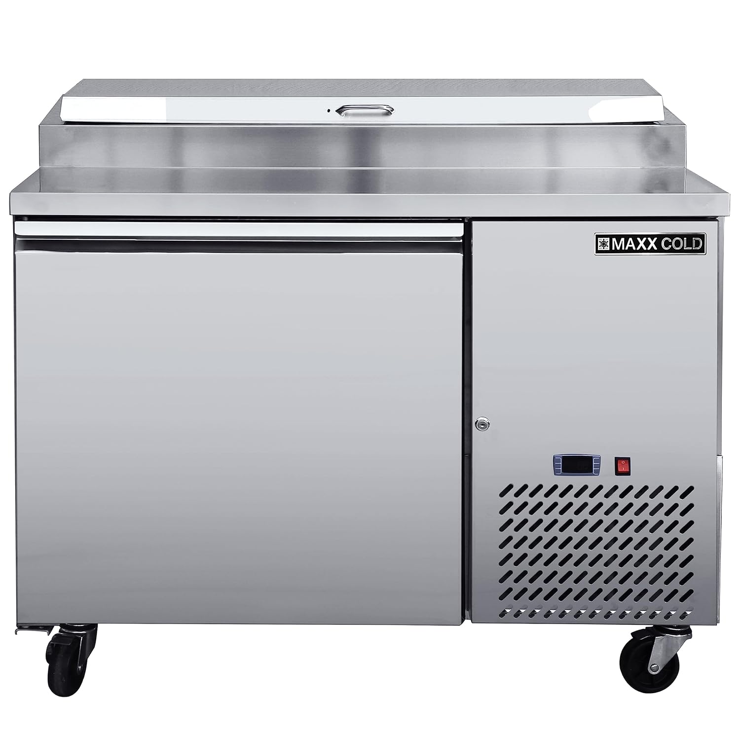 Maxx Cold MXSPP50HC S-Series One-Door Refrigerated Pizza Prep Table, Equipped with (6) 4