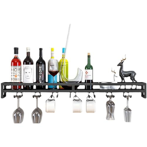 Home Bar Modern Wall Mounted Wine Rack, Wine Display Storage, Hanging Wine Racks Metal Floating Racks, Suitable Bar Shelves for Kitchen, Home, Bar, Cafe(Gold,100cm/39.5in)