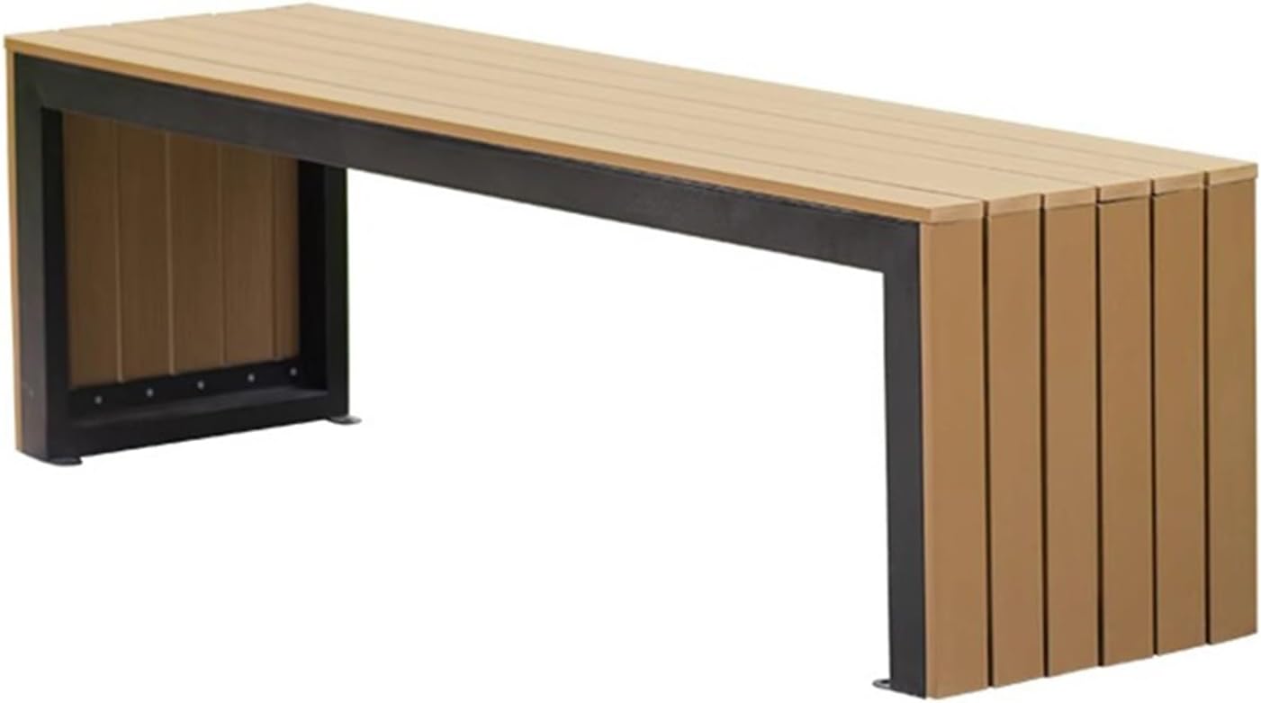 Outdoor Bench Weatherproof Patio Backless Garden Bench with Wood Seat and Steel Frame for Garden Patio Porch