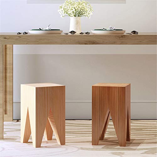 Retro Sofa End Tables, Natural Logs Living Room Corner Small Square Table Simplicity Solid Wood Bedside Table Wooden Pile Low Stool,B
