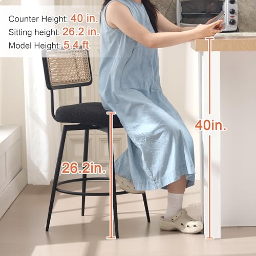 ONEVOG Modern Wood Barstools with Back, Kitchen Island Swivel Counter Stools, 26 Inch Modern Stool Set of 4, Upholstered Seat for 36-42 inch Kitchen Countertop and Pub Table