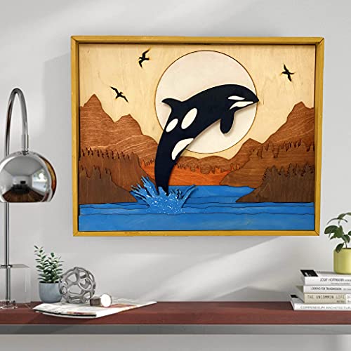 ImprovingLife Wall Art Decor Lighthouse on the Cliff Landscape Wood Sculpture 3D effect