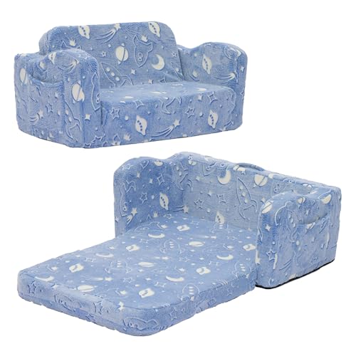 Children Perfect Extra Wide Convertible Sofa to Lounger, Comfy 2-in-1 Flip Open Couch/Sleeper for Kids, Animal,M