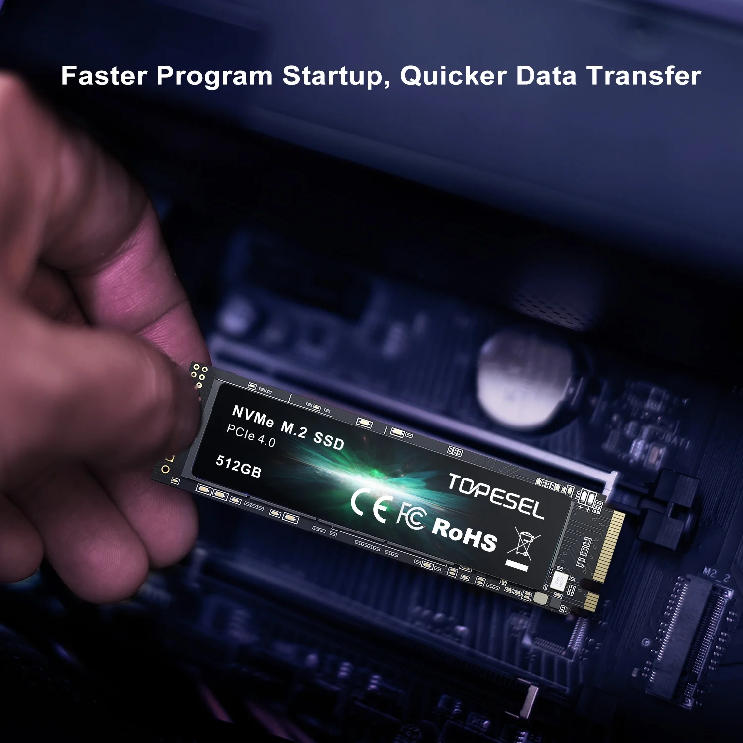 TOPESEL 512G PCIe 4.0 NVMe Gen 4 SSD NVMe M.2 2280 Internal SSD Up to 4900MB/s NVMe SSD Internal Solid State Hard Drive for PS5 PC Laptop