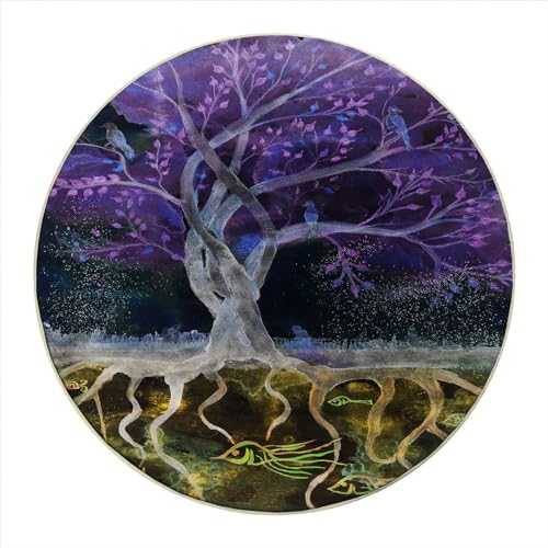 Round Rug 44 in Tree of Life Chair Mat for Carpet Multicolor Under Desk Low-Pile Rug Thick and Sturdy Desk Chair mat for Carpets