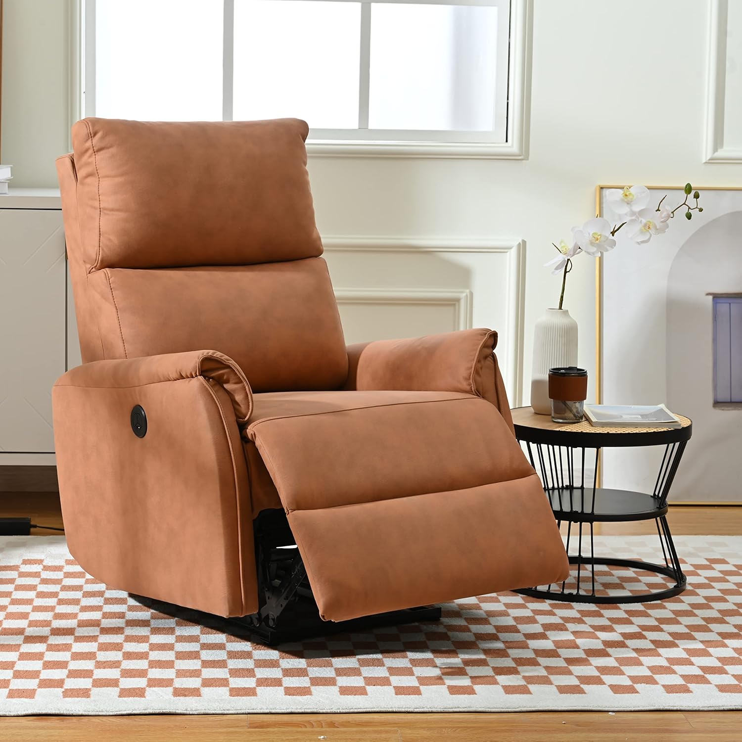 Electric Power Recliner Chair Fabric, Reclining Chair for Bedroom Living Room,Small Recliners Home Theater Seating, with USB Ports,Recliner for Small Spaces