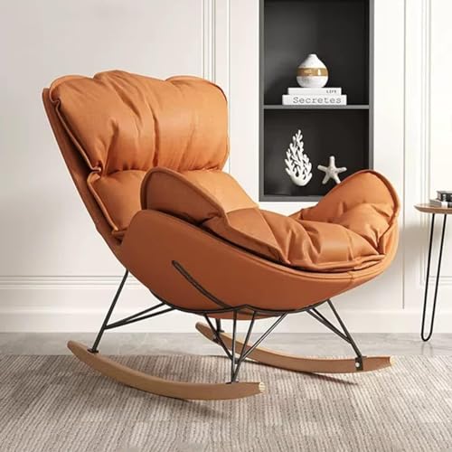 Rocking Chair Comfy Chair for Bedroom,Ergonomic Design Upholstered Glider Chair Lounge Chair Recliner,for Sunroom Office,Lazy Chair Modern Accent Chair (Color : Beige)