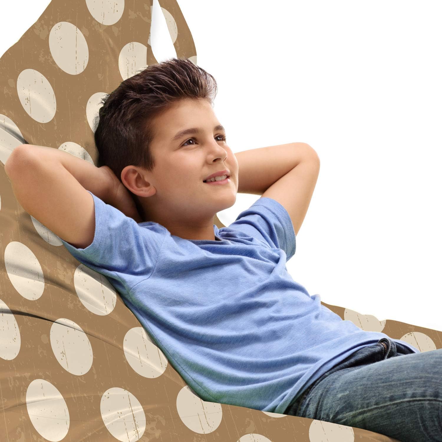 Ambesonne Tan Lounger Chair Bag, Big Polka Dots on Grunge Backdrop Off White Shabby Simple Old Fashioned Distressed Retro, High Capacity Storage with Handle Container, Lounger Size, Tan Cream