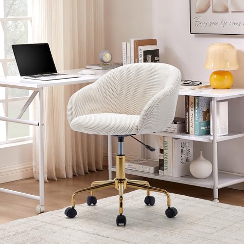 Hommoo Desk Chair with Wheels and Arms Velvet Comfortable Desk Chair for Home Office Height Adjustable Vanity Chair Modern Task Chair Computer Desk Chair Green