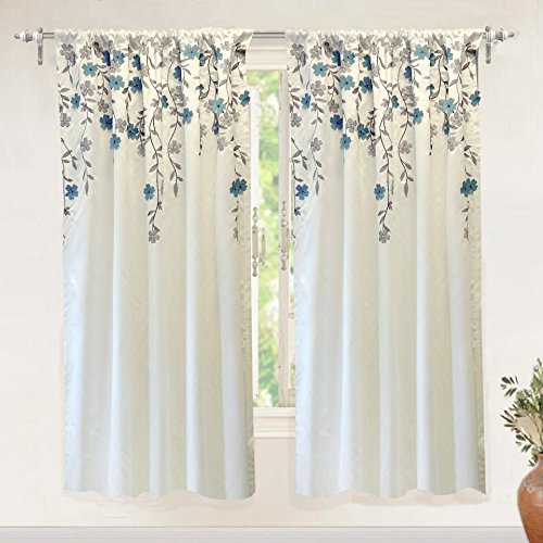 DriftAway Embroidered Curtains for Living Room Weeping Flowers Faux Silk 1 Panel Room Darkening Window Curtains 108 Inches Long Lined Drapes Dining Room Bedroom Thermal Window Treatments