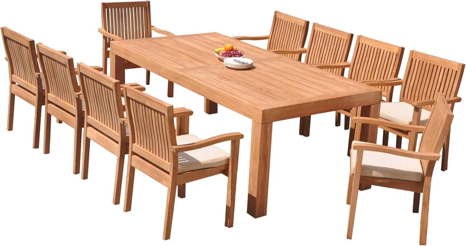 Grade-A Teak Wood 10 Seater 11 Pc Dining Set: 86