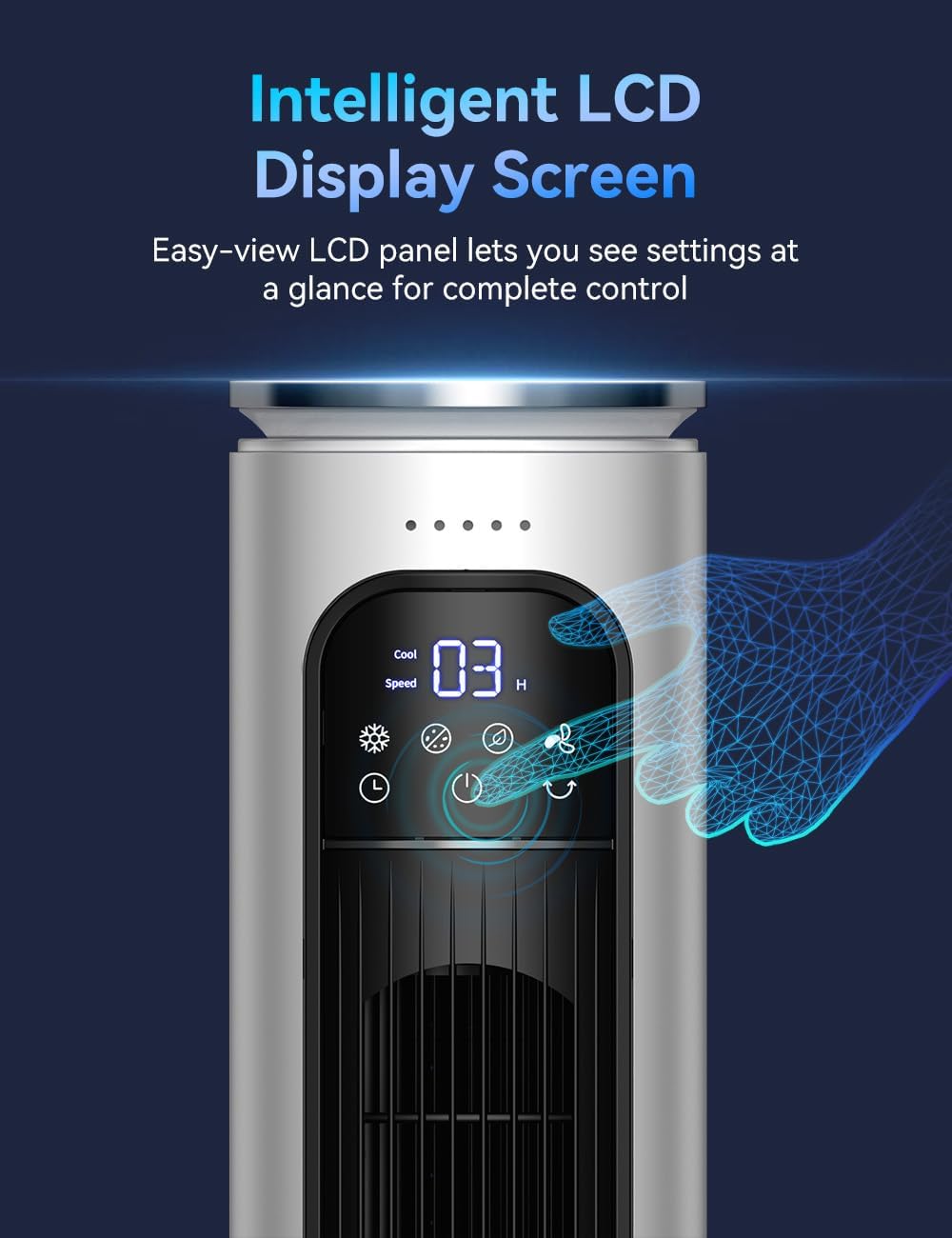 FANCOLE 37 INCH Evaporative Air Cooler w/LED Display, Touch Control & 20FT Remote, 3 Modes & 3 Speeds Swamp Cooler Air Conditioner, 12H Timer for Auto-off, 70° Wider Oscillating Air Cooler for Room