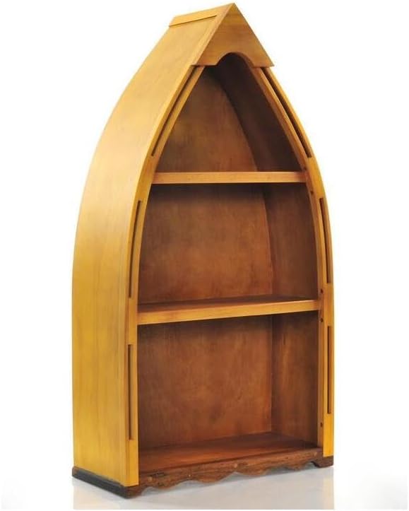 Contemporary Chic Wooden Canoe Book Shelf is Eco-friendly and Handcrafted from Canadian Cedar and Hardwood and includes Ample Space, 18.5 x 7 x 34.3 Inch