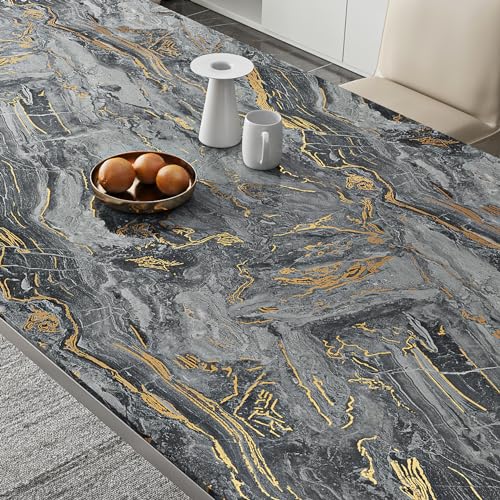 Livelynine 36 Inch Extra Wide Gold Black and White Marble Countertop Contact Paper Waterproof Peel and Stick Countertops for Kitchen Bathroom Counter Top Covers Self Adhesive Wallpaper Thick 197 Inch